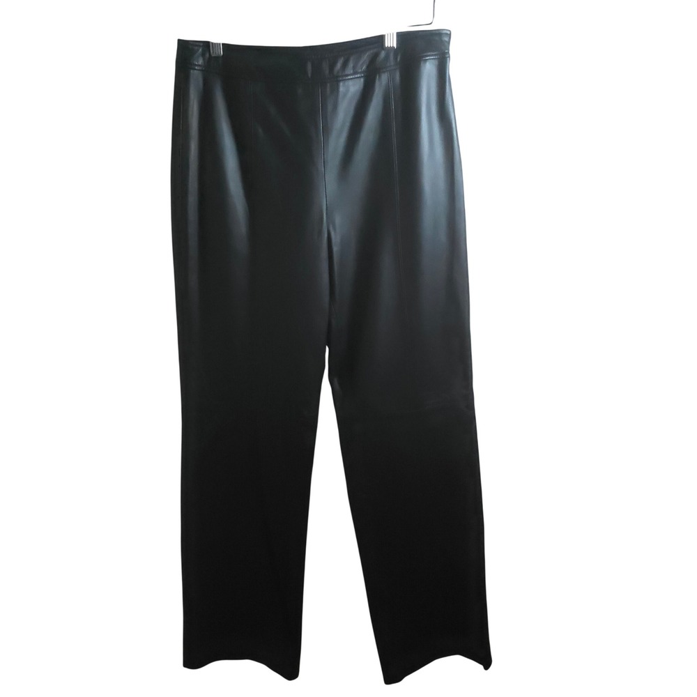 Ann Taylor LOFT Black Leather‎ Pants Women's 8 Straight Leg Genuine Leather